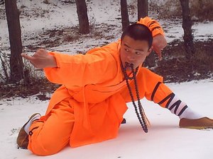 Monk crouching