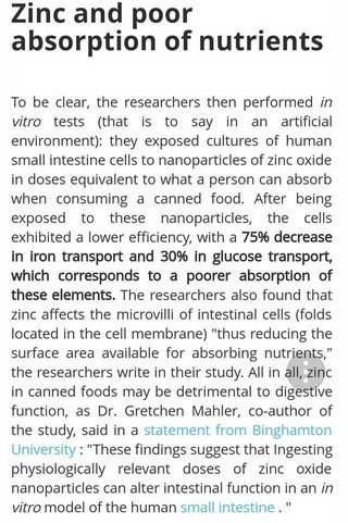 Zinc and poor nutrients absorption